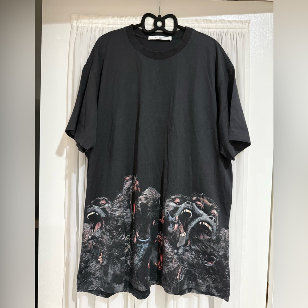 Givenchy Black Graphic Tee with Fierce Design